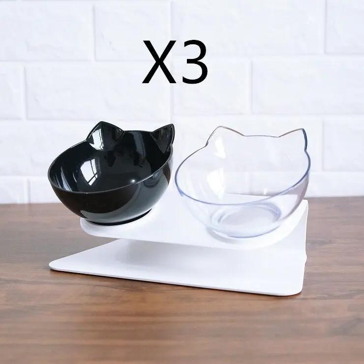 Non Slip Double Cat Bowl with Raised Stand for Pet Feeding - AllvueCo
