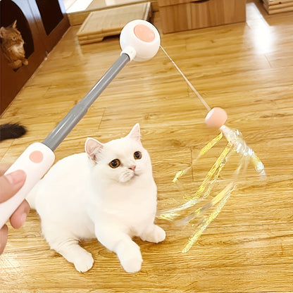 Retractable Cat Teaser Wand – Interactive Feather Toy with Replacement Heads for Indoor Cats, Exercise & Play - AllvueCo