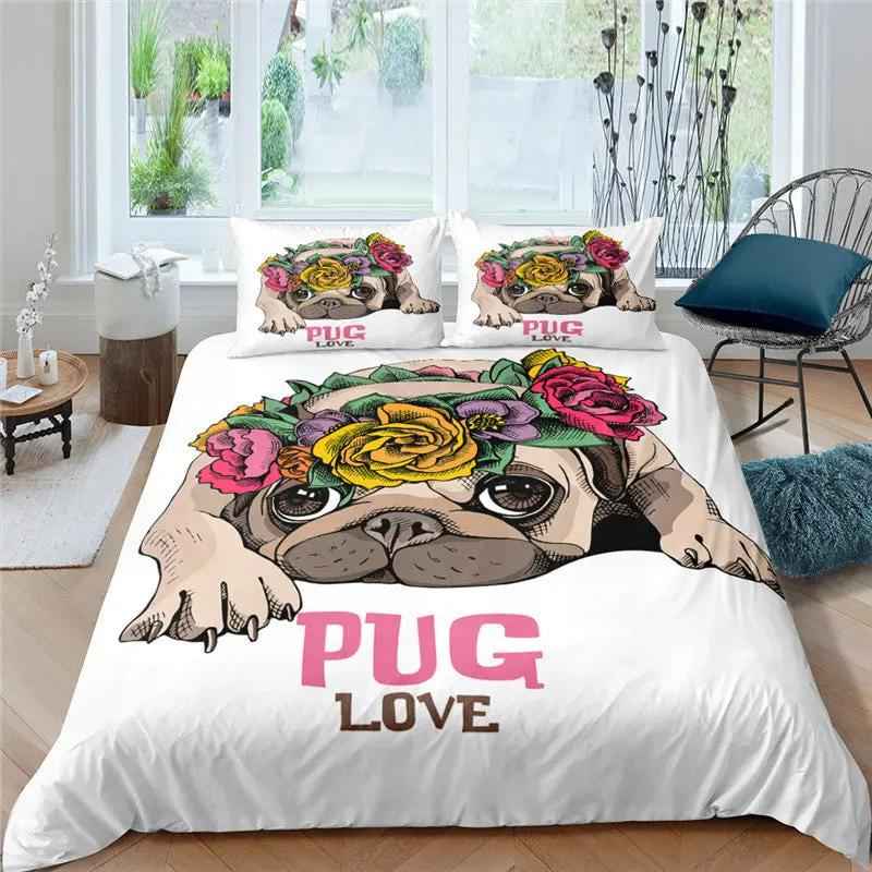 3D Pug Bedding Set - Stylish Digital Printing Home Decor
