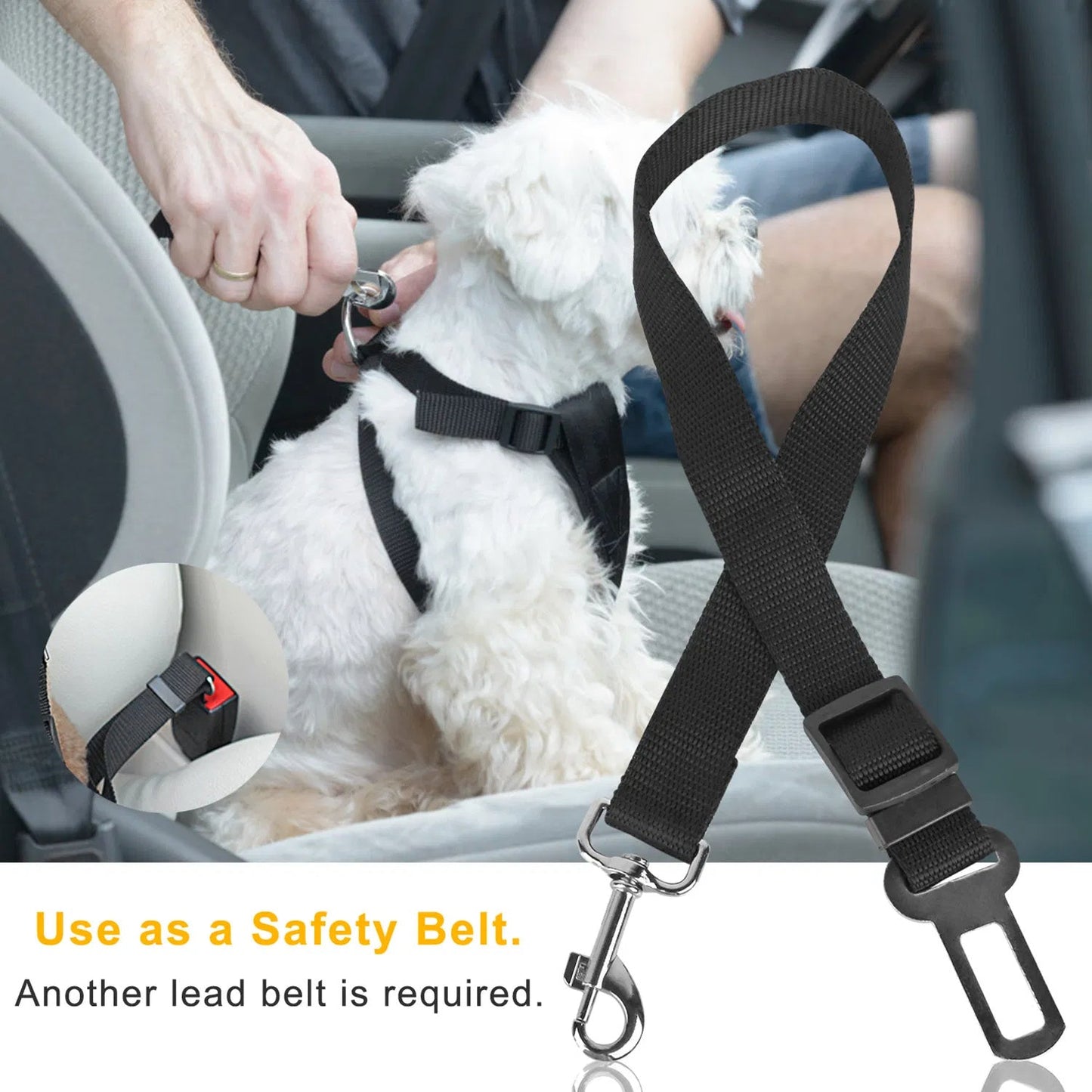 2-Pack Adjustable Pet Car Seat Belt Leash – Safety Harness Clip for Dogs & Cats - AllvueCo