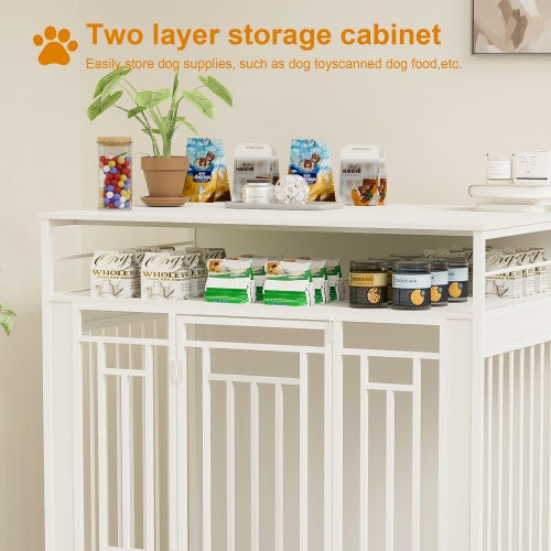 43.3" Wooden Dog Kennel Furniture with Divider – Stylish & Spacious Indoor Crate - AllvueCo