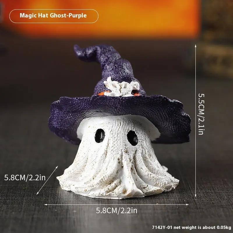 Resin Decoration Halloween Wizard Hat Ghost Ornaments - Festive Decor - AllvueCo