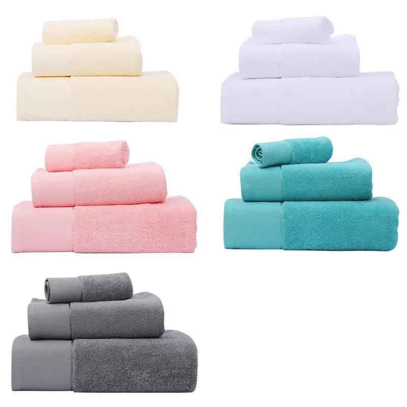 Cotton Bath Towel Set - Three Piece Water Absorbing Towels
