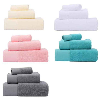 Cotton Bath Towel Set - Three Piece Water Absorbing Towels