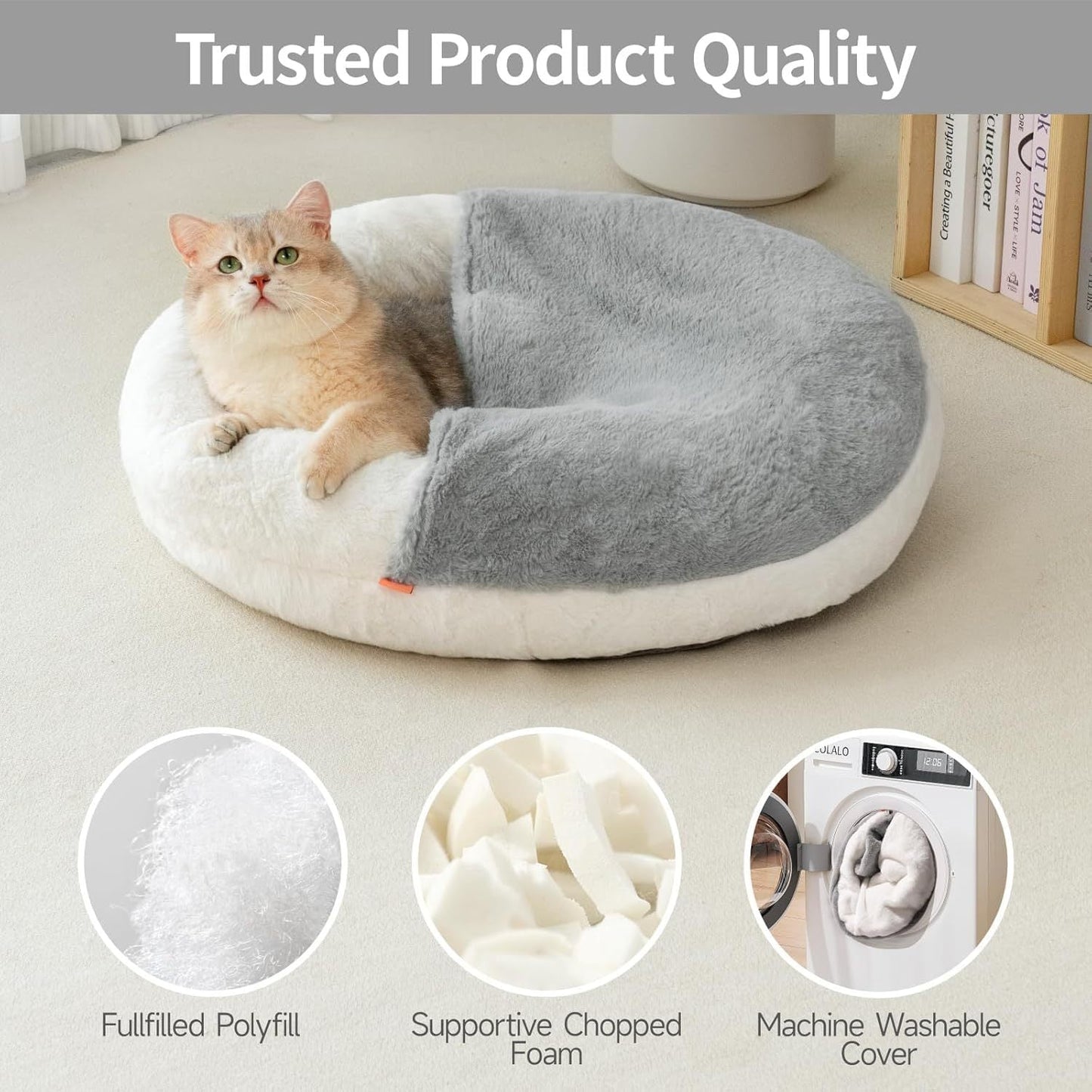 Mewoofun Enclosed Cat Bed Cave – Washable Plush Pet Bed with Blanket - AllvueCo