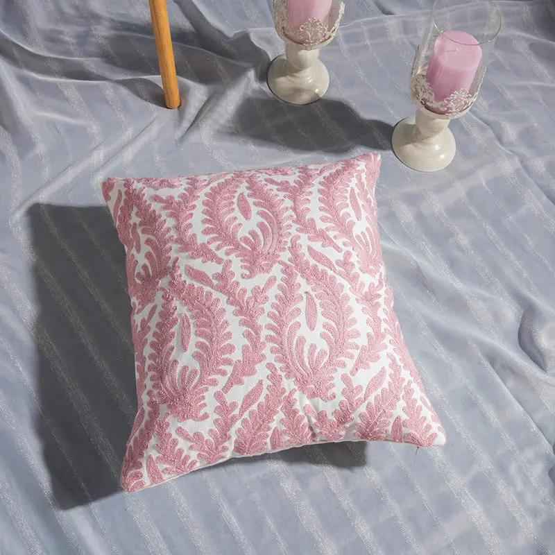 Geometric Embroidered Pillowcase - Decorative Cotton Home Accent
