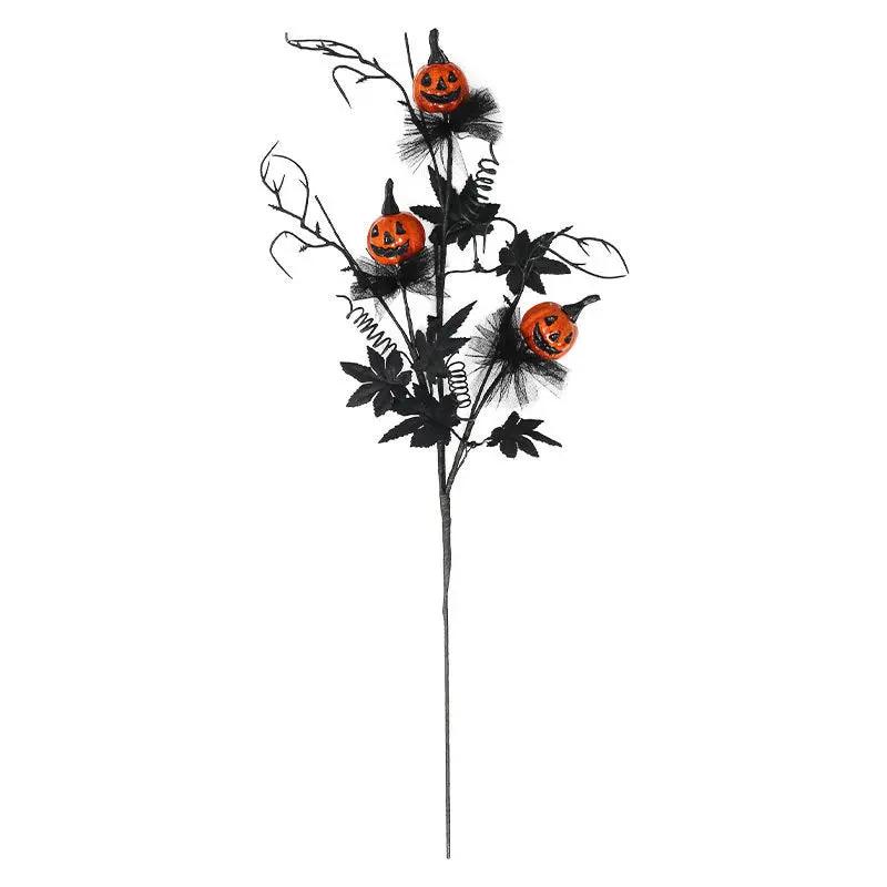 Halloween Decorations - Black Horror Pumpkin Twig Cutting Bouquet - AllvueCo