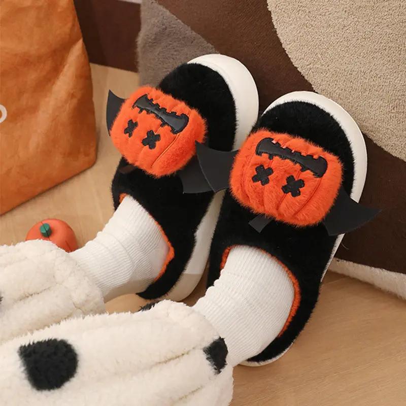 Halloween Cartoon Pumpkin Slippers with Small Wings Design - AllvueCo