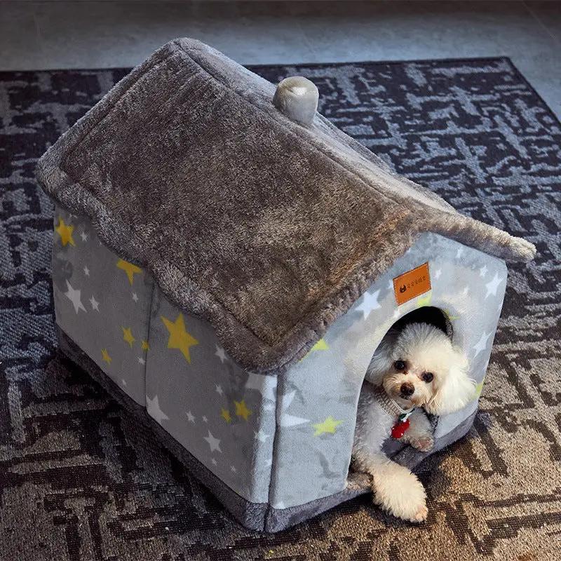 Foldable Pet Bed - Winter Dog Villa Sleep Kennel - AllvueCo