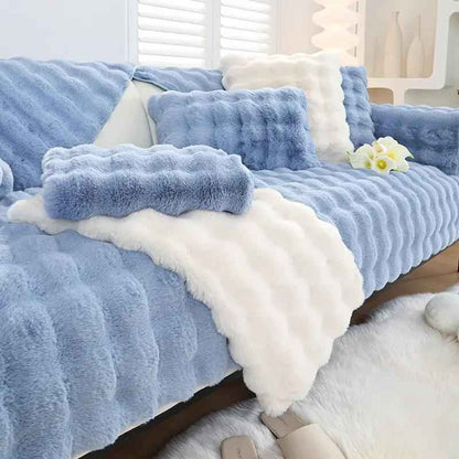 Rabbit Plush Sofa Cushion High-Grade Leather Anti-Skid - Comfort for Home & Garden