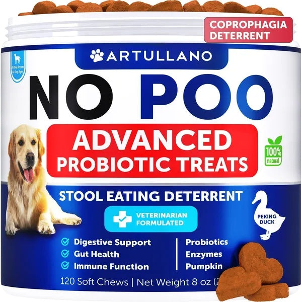 No Poo Chews for Dogs – Coprophagia Stool Eating Deterrent with Probiotics, Digestive Enzymes & Gut Health Support (60 Count) - AllvueCo