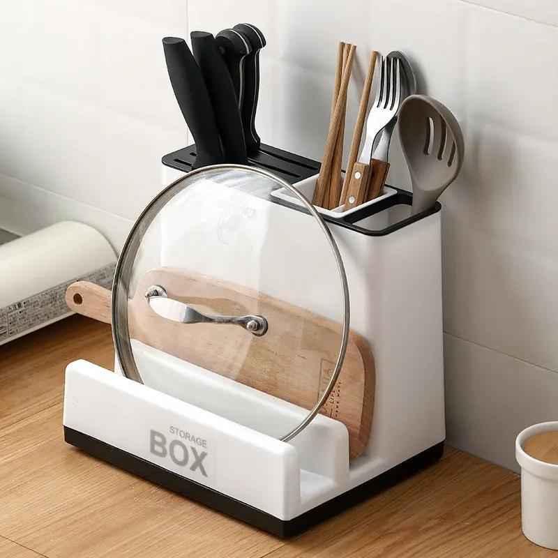 Multi-Functional Kitchen Storage Rack for Optimal Knife and Tableware Organization