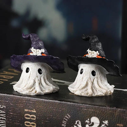 Resin Decoration Halloween Wizard Hat Ghost Ornaments - Festive Decor - AllvueCo