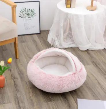 2 In 1 Dog And Cat Bed Pet Winter Bed Round Plush Warm Bed H | Other My Store