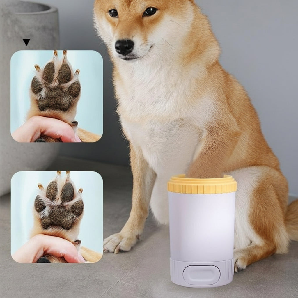 Pet Semi-Automatic Foot Washing Cup – Portable Dog Paw Cleaner with Soft Silicone Bristles - AllvueCo