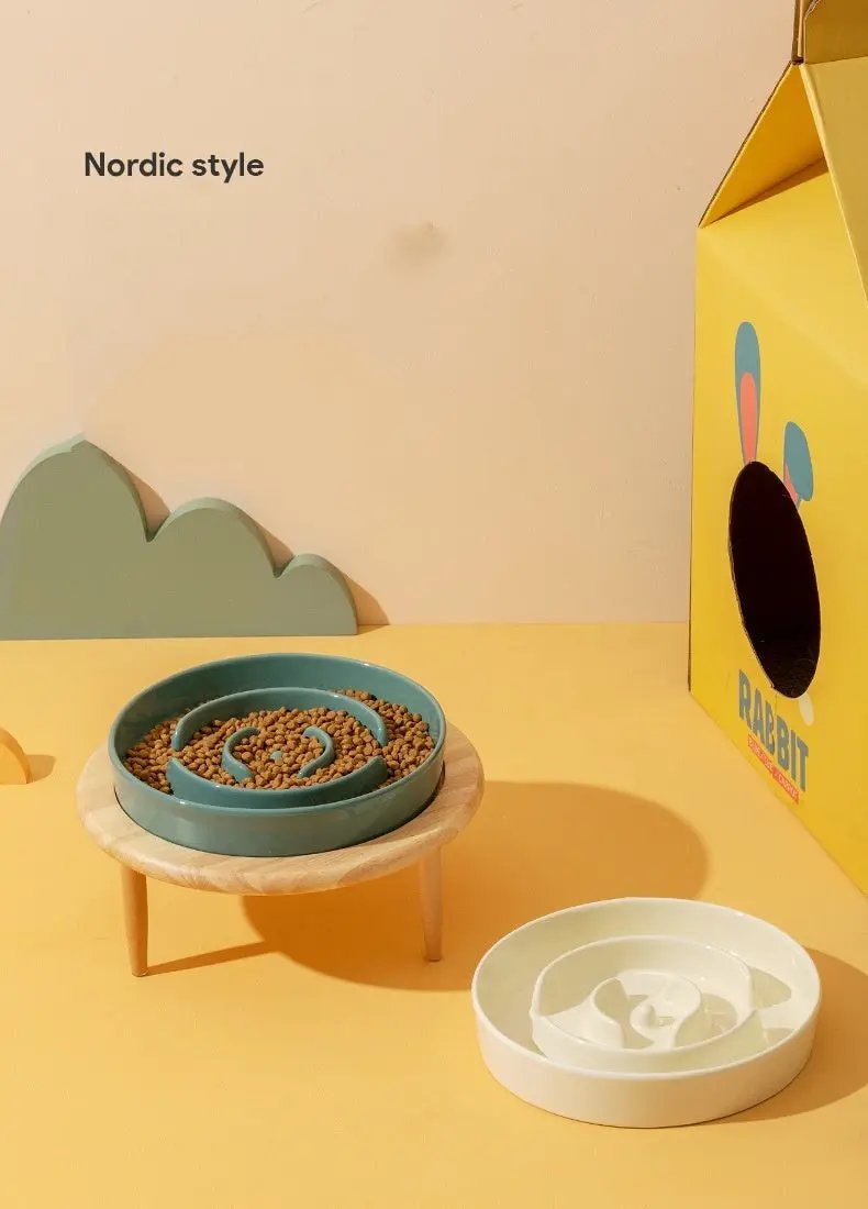 Pet Slow Food Ceramic Neck Protection Bowl - Durable Feeding Solution - AllvueCo