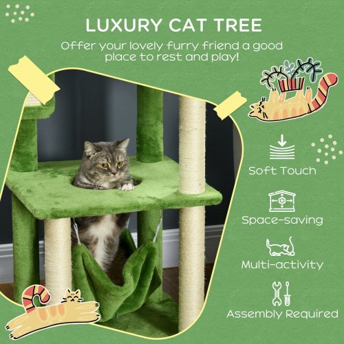 Pawhut Cat Tree with Hammock – Multi-Level Cat Tower for Climbing, Scratching & Lounging - AllvueCo