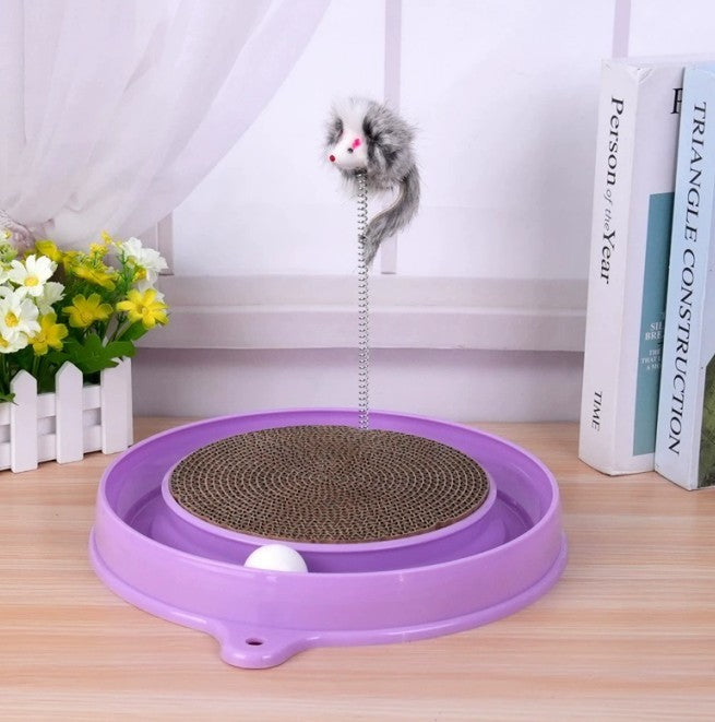 Multifunctional Cat Scratching Board – Interactive Scratcher with Ball Track & Toys - AllvueCo