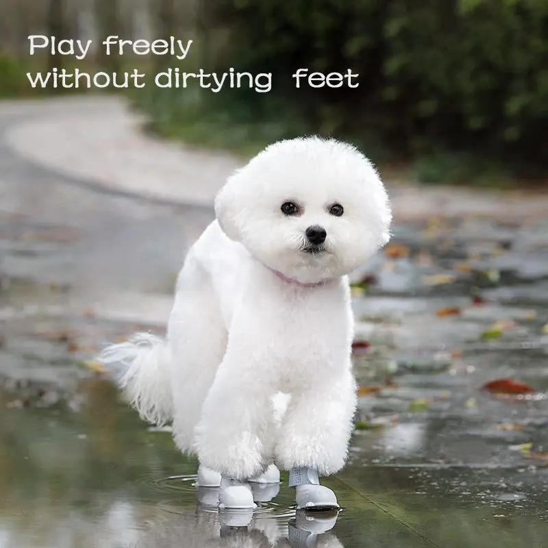 Dog Rain Boots 4pcs Waterproof Silicone Non-Slip Footwear - AllvueCo