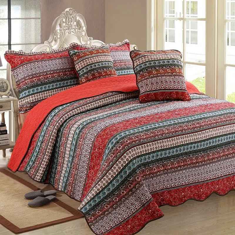Three Piece Cotton Linen Quilt Set - Quality Bedding for Comfort