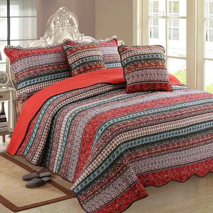 Three Piece Cotton Linen Quilt Set - Quality Bedding for Comfort