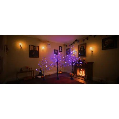 3 Pack Halloween Lighted Spooky Trees – 4FT, 5FT & 6FT with Purple LED Lights - AllvueCo