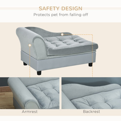Luxury Small Dog Sofa Bed with Hidden Storage – Modern Gray Pet Furniture with 3” Soft Foam Cushion & Quilted Design - AllvueCo