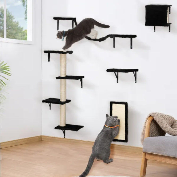 5 Pcs Wall Mounted Cat Climber Set – Floating Cat Shelves for Climbing, Playing & Exercising - AllvueCo