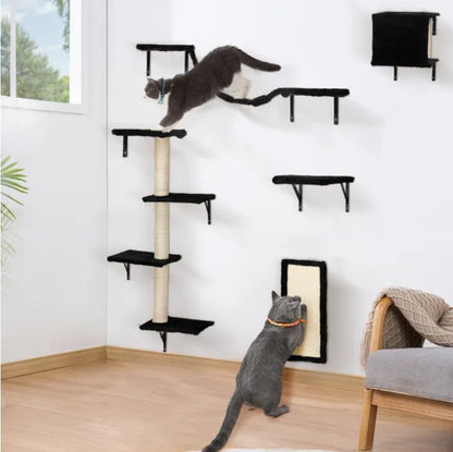 5 Pcs Wall Mounted Cat Climber Set – Floating Cat Shelves for Climbing, Playing & Exercising - AllvueCo