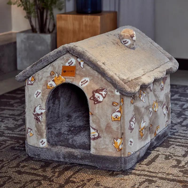 Foldable Pet Bed - Winter Dog Villa Sleep Kennel - AllvueCo