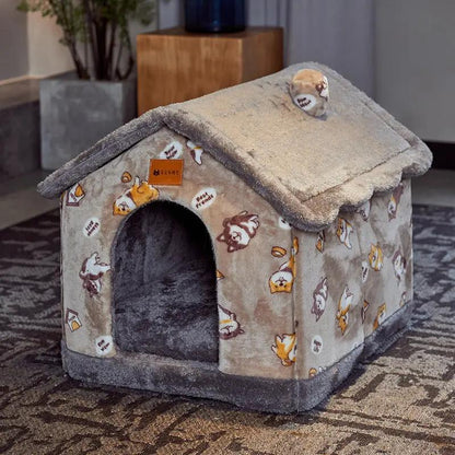 Foldable Pet Bed - Winter Dog Villa Sleep Kennel - AllvueCo