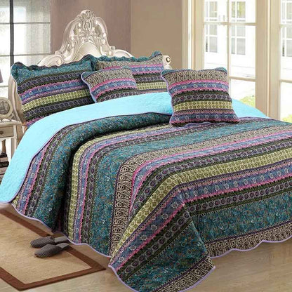Three Piece Cotton Linen Quilt Set - Quality Bedding for Comfort