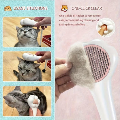Paw-Shaped Pet Massage Hair Removal Comb – 2-in-1 Grooming Brush for Dogs & Cats, Gentle Detangler & Fur Remover - AllvueCo