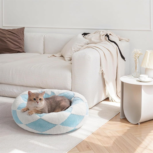 Mewoofun Donut Cat Bed – Round Washable Plush Bed for Indoor Cats - AllvueCo