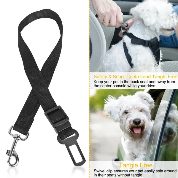 2-Pack Adjustable Pet Car Seat Belt Leash – Safety Harness Clip for Dogs & Cats - AllvueCo