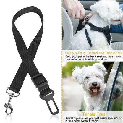2-Pack Adjustable Pet Car Seat Belt Leash – Safety Harness Clip for Dogs & Cats - AllvueCo