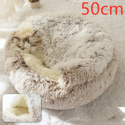 2 In 1 Dog And Cat Bed Pet Winter Bed Round Plush Warm Bed H | Other My Store