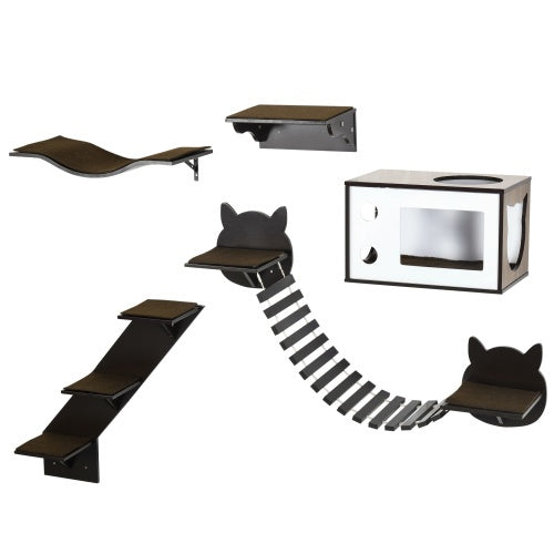 PawHut Wall-Mounted Cat Tree with Ergonomic Curved Platform - AllvueCo