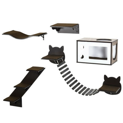 PawHut Wall-Mounted Cat Tree with Ergonomic Curved Platform - AllvueCo