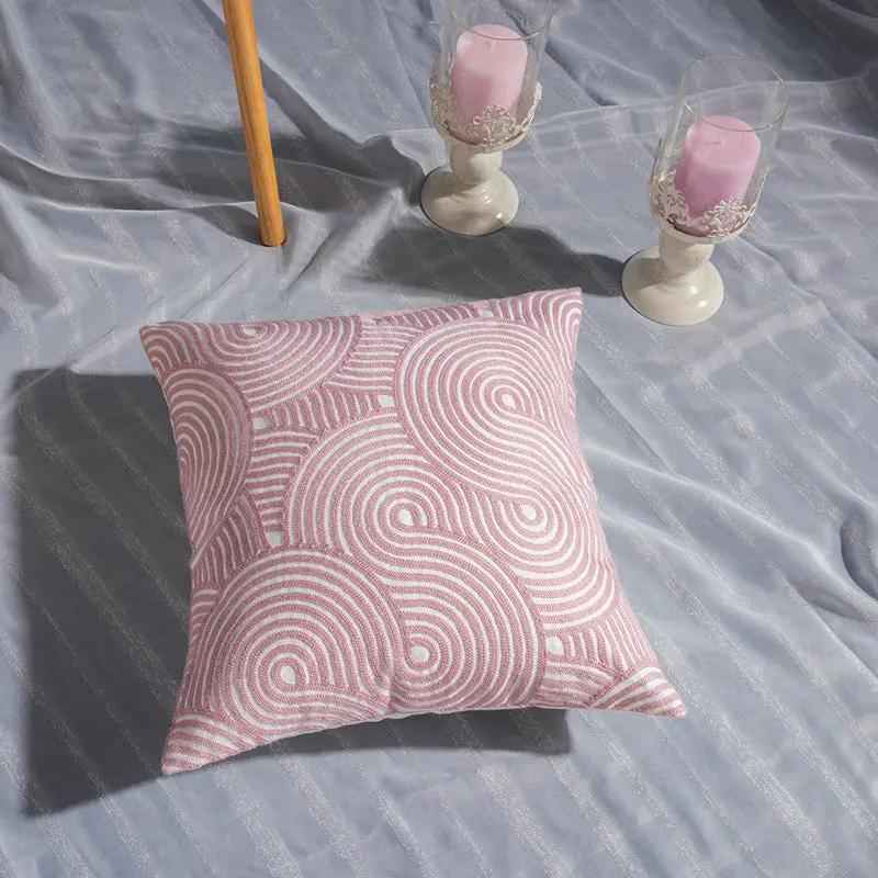 Geometric Embroidered Pillowcase - Decorative Cotton Home Accent