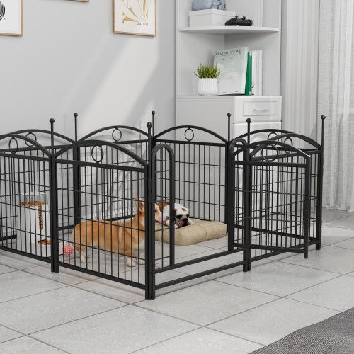 24-Inch 8-Panel Metal Dog Playpen – Indoor & Outdoor Heavy-Duty Foldable Pet Exercise Pen with Door, Rust-Resistant Design for Medium & Large Dogs - AllvueCo