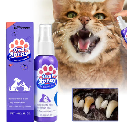 Pet Teeth Cleaning Spray for Cats & Dogs – Fresh Breath, Plaque & Tartar Remover with Easy No-Brush Application - AllvueCo