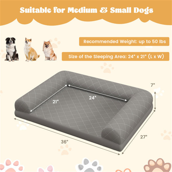 Orthopedic Foam Dog Bed – Medium Size with Egg-Crate Support & Washable Cover (Grey) - AllvueCo