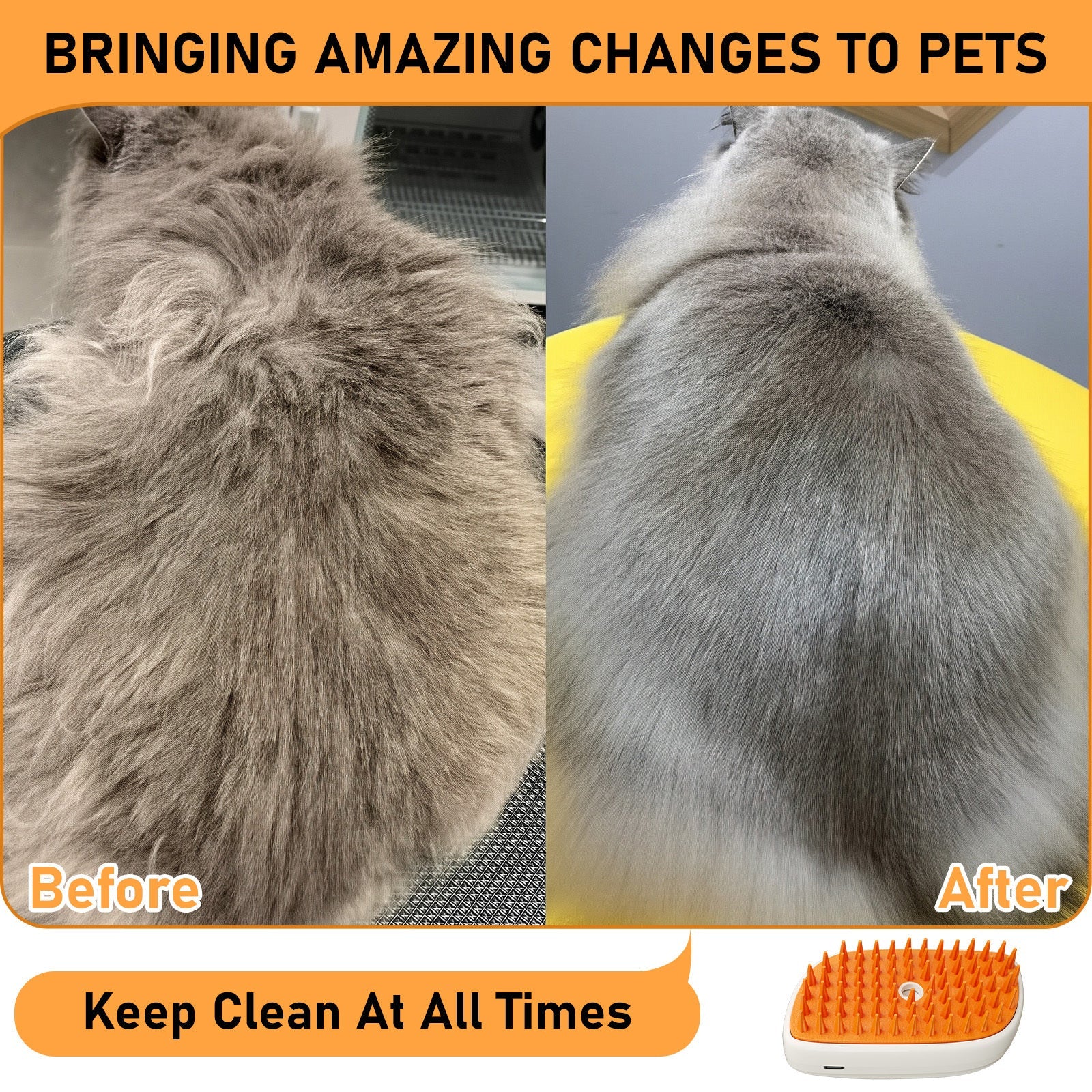 4-in-1 Cat Steam Brush – Anti-Static Grooming Comb with Mist & Hair Removal - AllvueCo