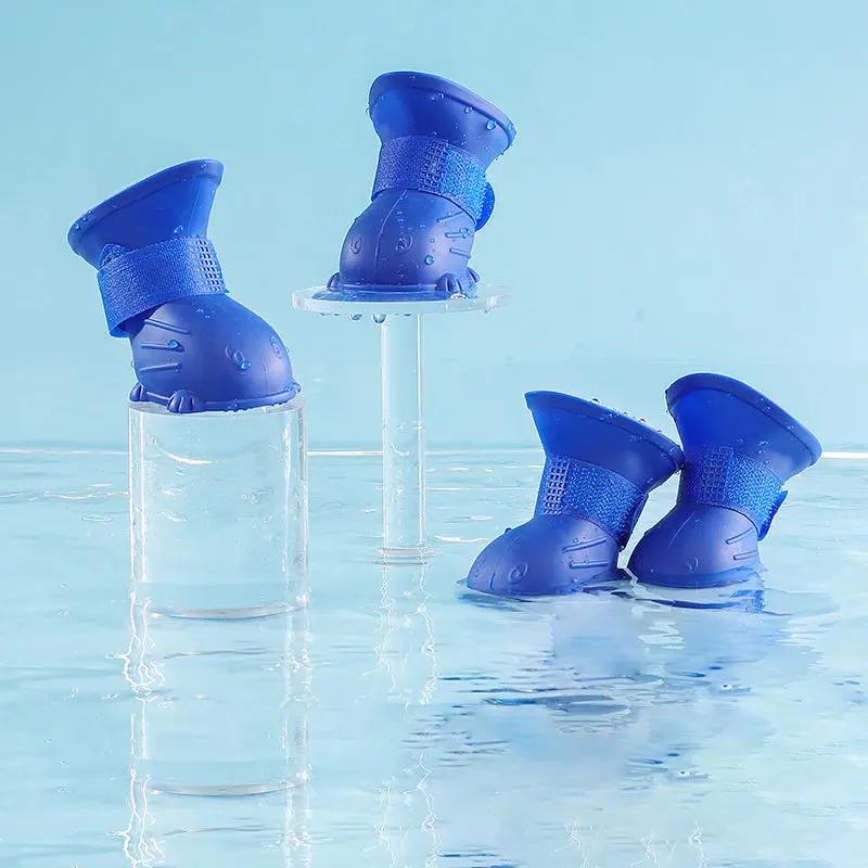 Dog Rain Boots 4pcs Waterproof Silicone Non-Slip Footwear - AllvueCo