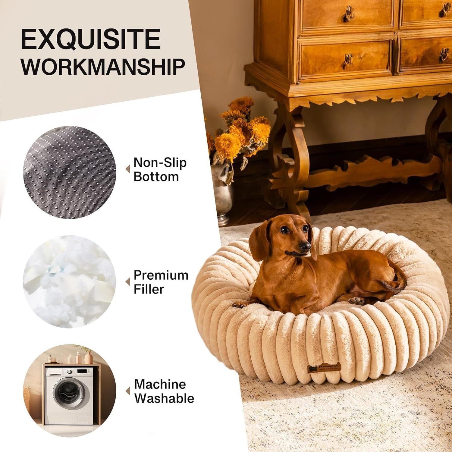 Plush Donut Cat Bed – Cozy Round Nest for Small Pets (Up to 25 lbs) - AllvueCo