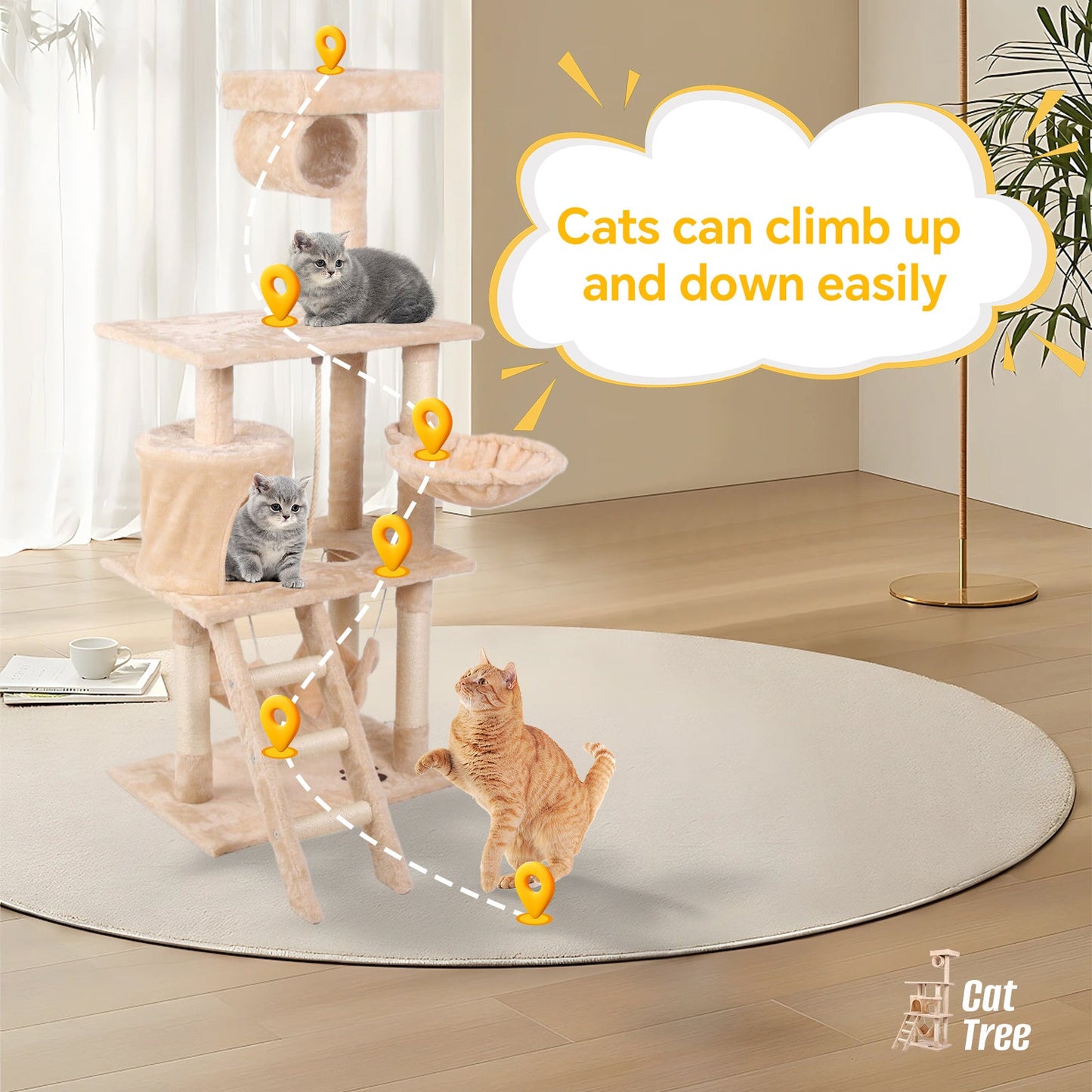 Multi-Level Cat Climbing Frame – Indoor Activity Tower for Play & Rest - AllvueCo