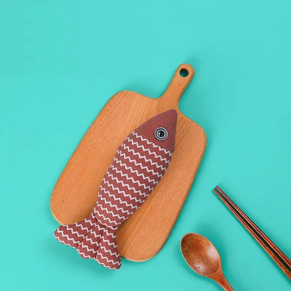 Burlap Fish Catnip Cat Toy, Throw Pillow, Teething Cat Toy, | Electronic Learning Toys - AllvueCo