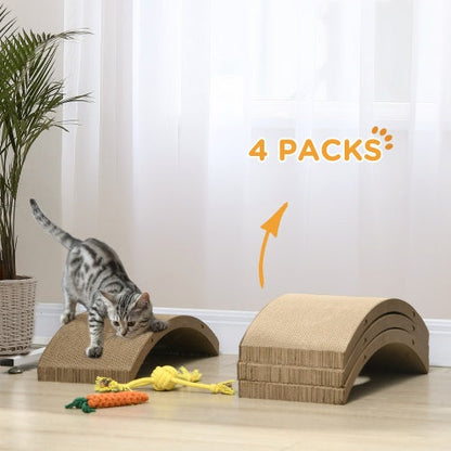 PawHut 4-Pack Reversible Cat Scratching Boards – Eco-Friendly Scratch Pads for Indoor Cats & Cat Wheel Replacement - AllvueCo