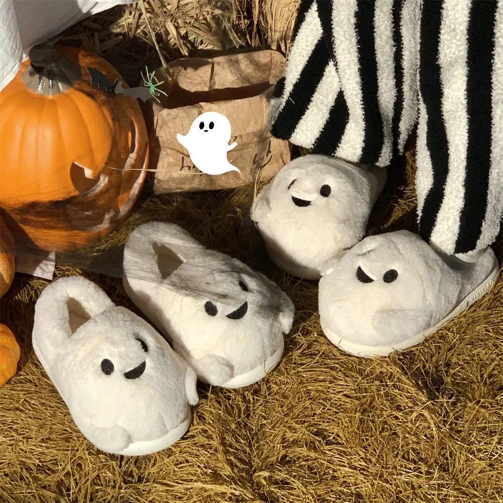 Couple Halloween Cute Little Ghost All-inclusive Cotton Slippers - AllvueCo